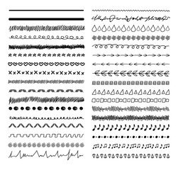 Vector Doodle Sketched Design Elements, Hand Drawn Divider Lines.