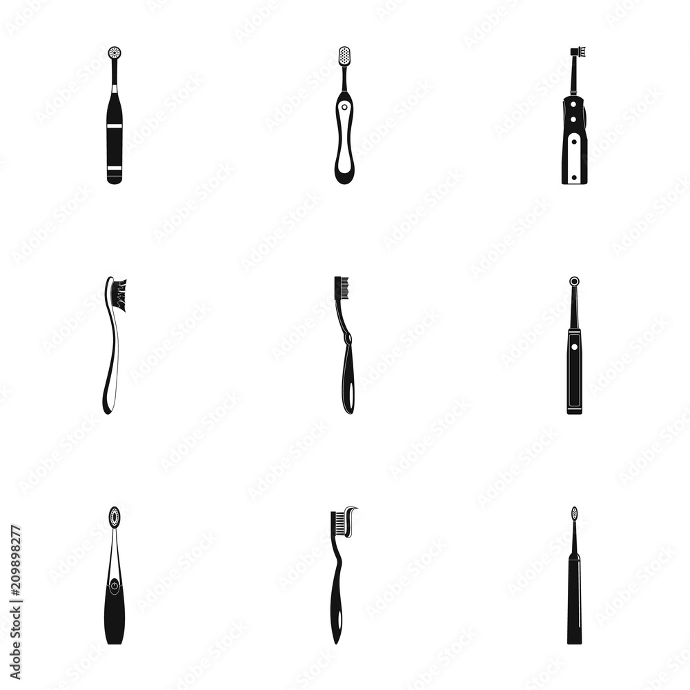 Aufkleber toothbrush icons set. simple set of 9 toothbrush vector icons for web isolated on white background
