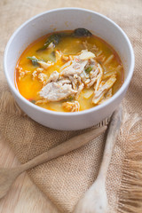 Thai hot and spicy curry with chicken and bamboo shoot