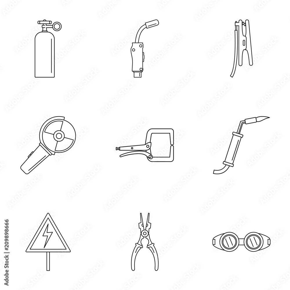 Aufkleber hard worker icons set. outline set of 9 hard worker vector icons for web isolated on white backgroun