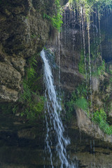 Famous Moldovan waterfalls in the Saharna, Rezina region, Republic of Moldova seen on a bright sunny summer day