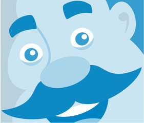 Fat Cartoon Chef blue face Flat Vector Illustration Design