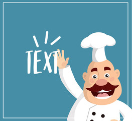 Fat Cartoon Chef  text template Flat Vector Illustration Design