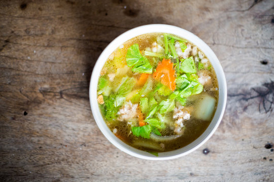 Thai pork broth vegetable soup