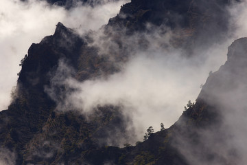 Clouds in Caldera de Taburiente, La Palma´s Island, Canary Islands, Spain