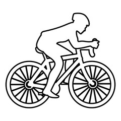 Cyclist on bike silhouette icon black color illustration flat style simple image