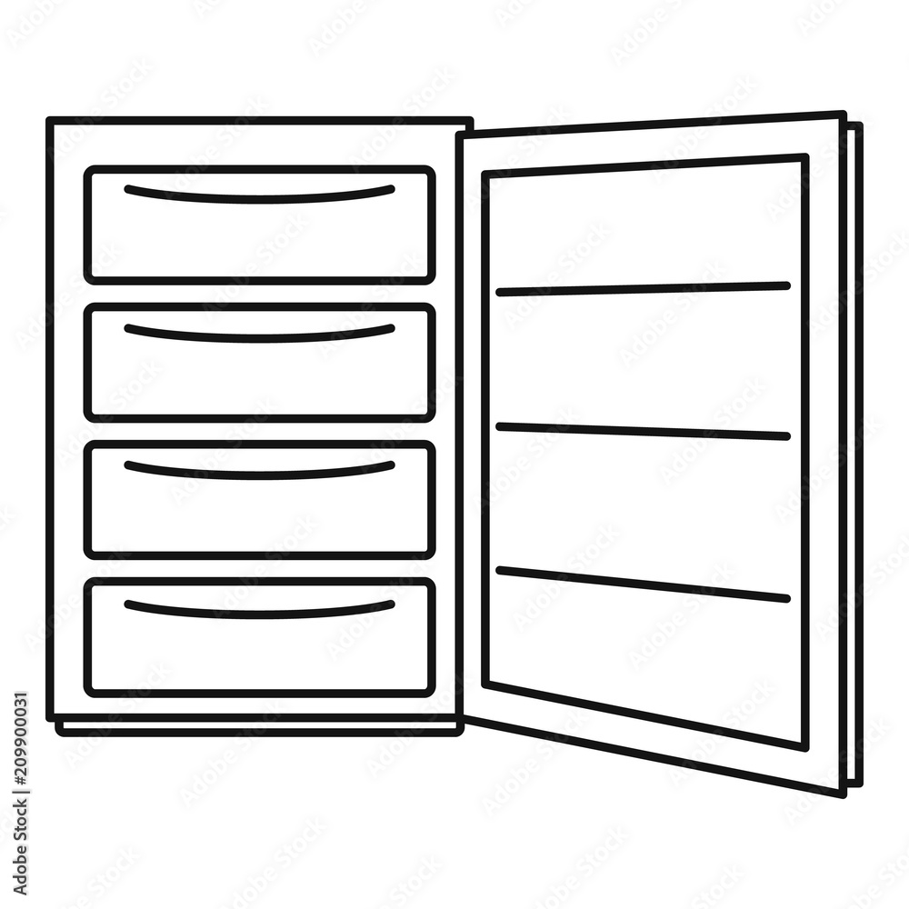 Poster open refrigerator icon. outline illustration of open refrigerator vector icon for web design isolate