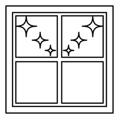 Window overlooking the night stars icon black color illustration flat style simple image