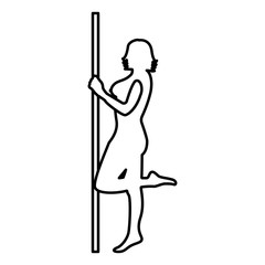 Striptease performer woman on tube icon black color illustration flat style simple image