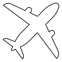 Airplane icon black color illustration flat style simple image