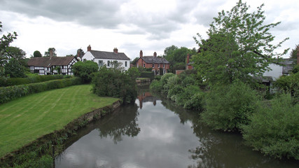 Fototapeta na wymiar River Arrow in the Village of Eardisland, Herefordshire, England.