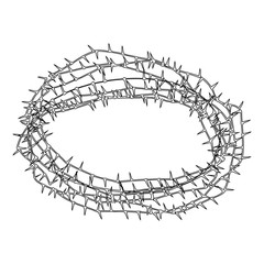 Thorn wreath or barbed wire icon black color illustration flat style simple image