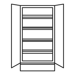 Open glass fridge icon. Outline illustration of open glass fridge vector icon for web design isolated on white background