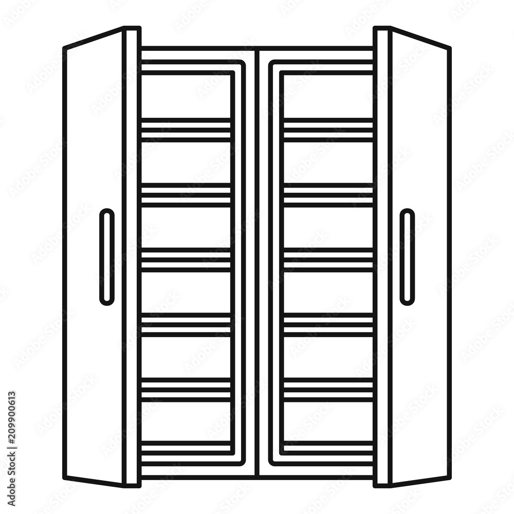Poster open fridge icon. outline illustration of open fridge vector icon for web design isolated on white b
