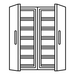 Open fridge icon. Outline illustration of open fridge vector icon for web design isolated on white background