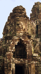 faces of Bayon, Angkor Thom, historical ruins of Angkor Khmer Empire, Siem Reap, Cambodia