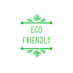 Vector Eco Friendly Sign, Hand Drawn Leaves, Doodle Green Frame Background.