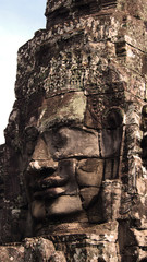 faces of Bayon, Angkor Thom, historical ruins of Angkor Khmer Empire, Siem Reap, Cambodia