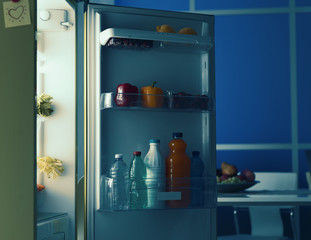Open fridge in the kitchen