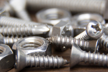 Lot of metal silver screw bolts