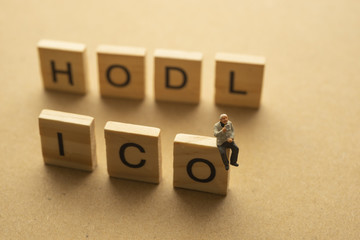 ICO initial coin offering concept.