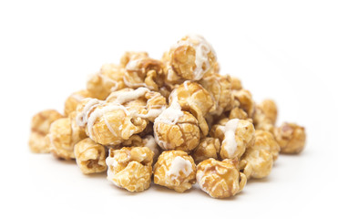 Caramel Popcorn Drizzled with White Chocolate