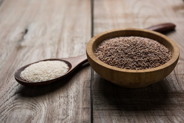 Psyllium husk or isabgol which is fiber derived from the seeds of Plantago ovata, mainly found in...
