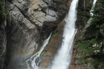 Fototapeta na wymiar Savica waterfall in Triglav National Park, Slovenia, near the lake of Bohinj