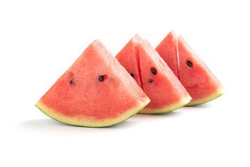 Sliced ripe watermelon on white background