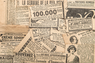 Newspaper pieces vintage advertising Old magazine strips