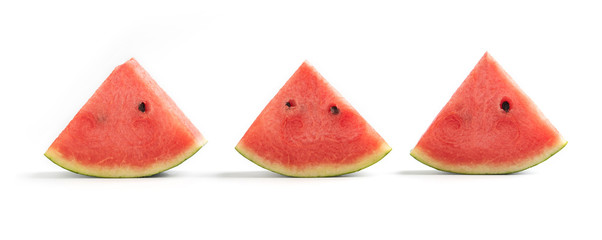 Sliced ripe watermelon on white background