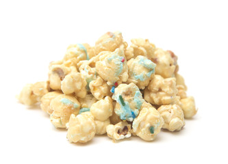 Caramel Popcorn with Blue Drizzle and Sprinkles