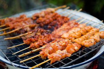 Thai chicken and pork skewers