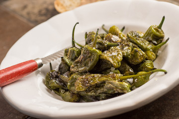 Green Padron Peppers. Pimientos de Padron.