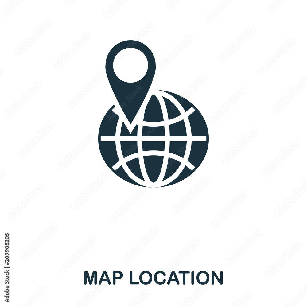 Aufkleber map location icon. mobile app, printing, web site icon. simple element sing. monochrome map location