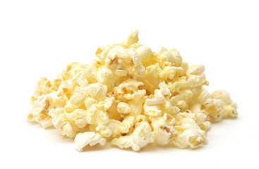 Buttered Popcorn on a White Background