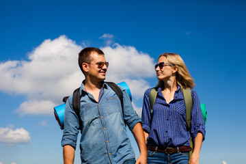 Romantic kiss while traveling