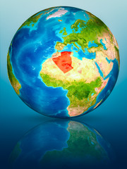 Algeria on Earth on reflective surface