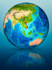 Vietnam on Earth on reflective surface