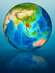 Thailand on Earth on reflective surface