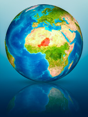 Niger on Earth on reflective surface