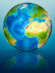Western Sahara on Earth on reflective surface
