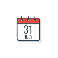 Calendar day icon isolated on white background. July 31.