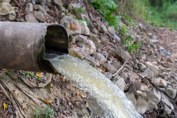 Water flowing from pipe