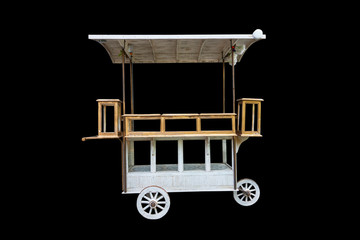 Vintage foods and snacks cart isolated on black background. with Clipping path.