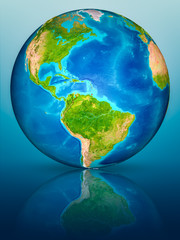 Caribbean on Earth on reflective surface