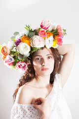Portrait of a happy woman in wreath