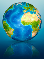 Gambia on Earth on reflective surface