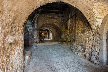 Obraz premium Santo Stefano di Sessanio (Italy) - The small and charming medieval stone village, in Gran Sasso National Park, Abruzzo region, at 1250 meters, almost destroyed by an earthquake