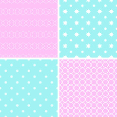 4 retro different seamless patterns.
